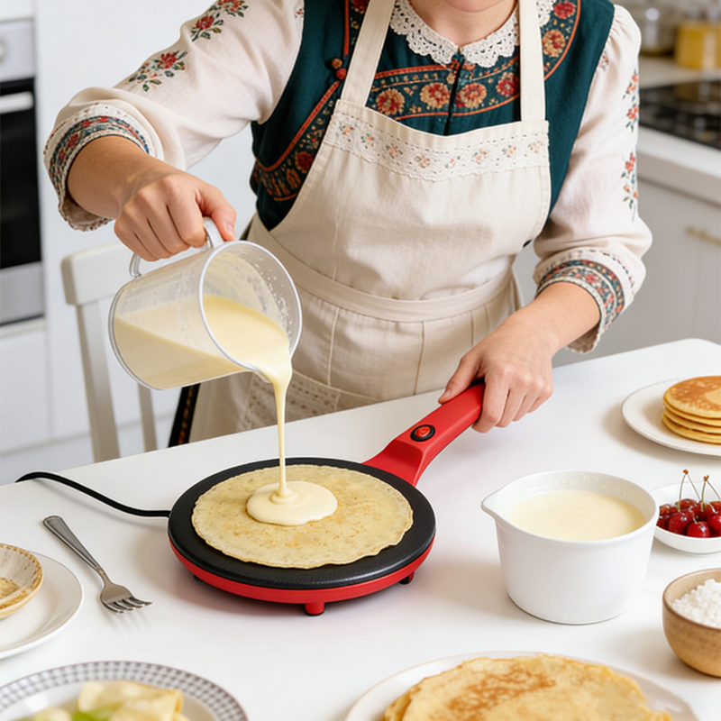 Electric Griddle Pancake - Crêpière Électrique à Chauffage Unilatéral, Anti-Brûlure,